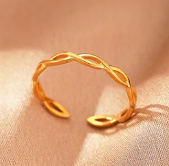 Minimal Χρυσό Δαχτυλίδι με Πλεξούδα – Adjustable