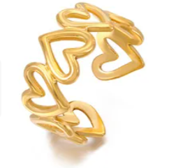 Χρυσό Δαχτυλίδι με Καρδιές – Adjustable