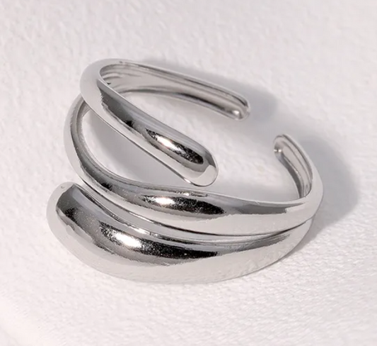 Δαχτυλίδι από Stainless Steel σε Ασημί Χρώμα με Minimal Διπλό Σχέδιο